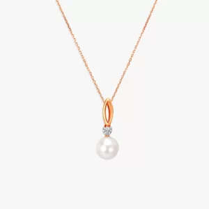 Petal Whisper Diamond & Pearl Pendant with Chain